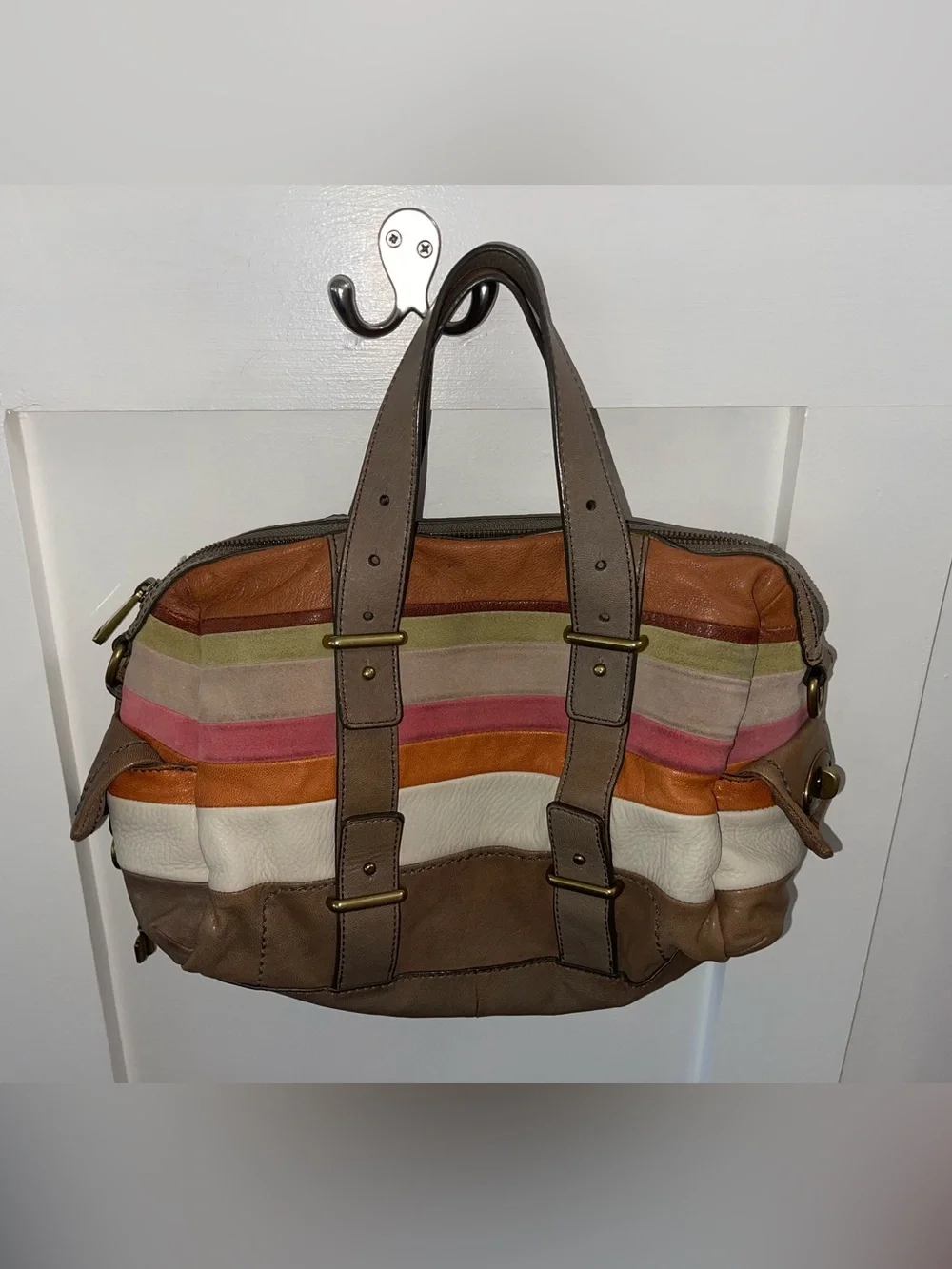 Y2K Fossil Leather Multicolor Handbag. Missing Shoulder Strap